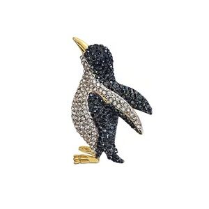 Elegant Penguin Crystal Brooch